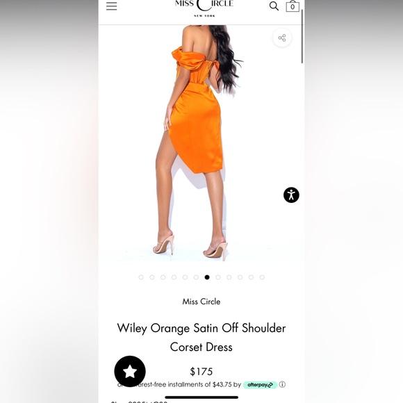 NWT MISS CIRCLE orange bustier corset , draped off the shoulder midi dress - Picture 7 of 7